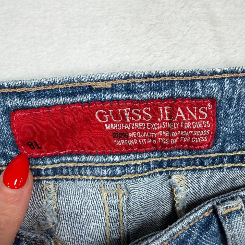 Guess Jeans 28 Bermuda Jorts Shorts Denim Grunge Stretch Cuffed Medium Wash Blue